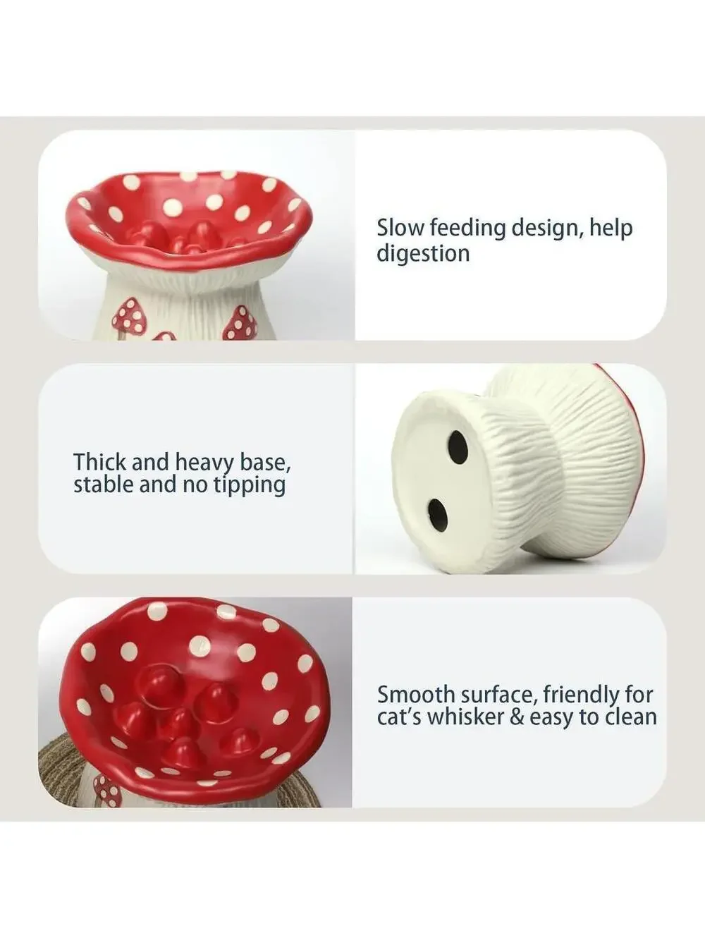 Mushroom Cat Dish Ceramic